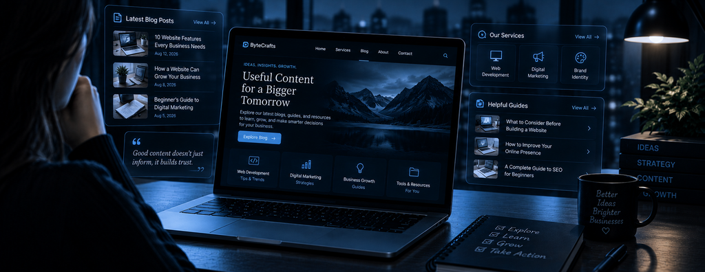 Website keeping visitors engaged with useful content