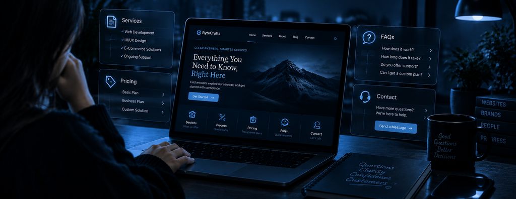 Website providing clear answers to customer questions